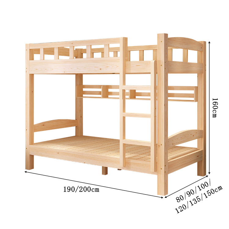 ２段ベッド　２段　ベッド　子供用　太い角柱　安定性　天然パイン材　ダブル引き出し　収納ラック　ベッドガード　キャスター付き　簡素　ナチュラル　丈夫　SCC-C040　chickagu