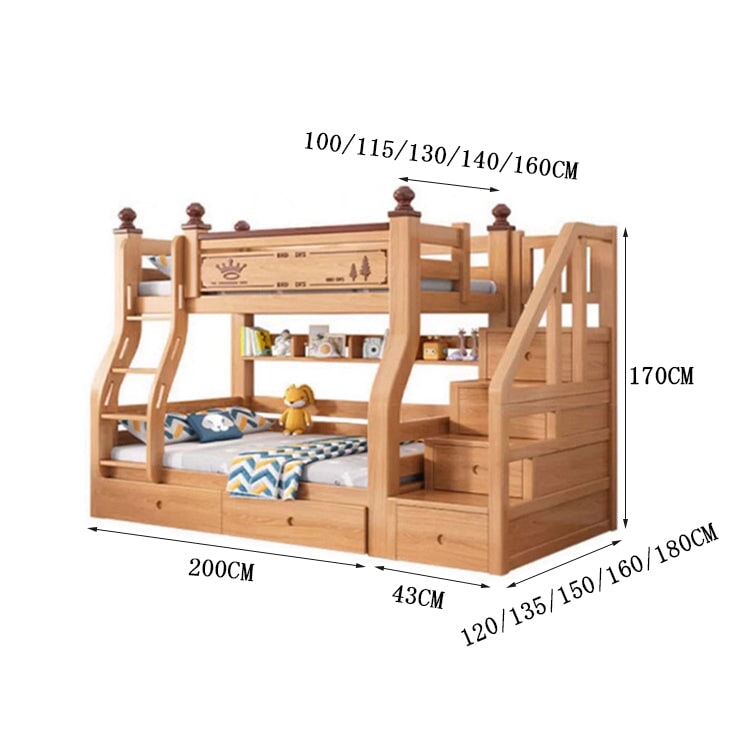 ベッド　二段　二段ベッド　子供用　すのこ　丈夫　高耐荷重　安定性　階段　収納　引き出し　分類収納　カスタマイズ可能　CHICKAGU