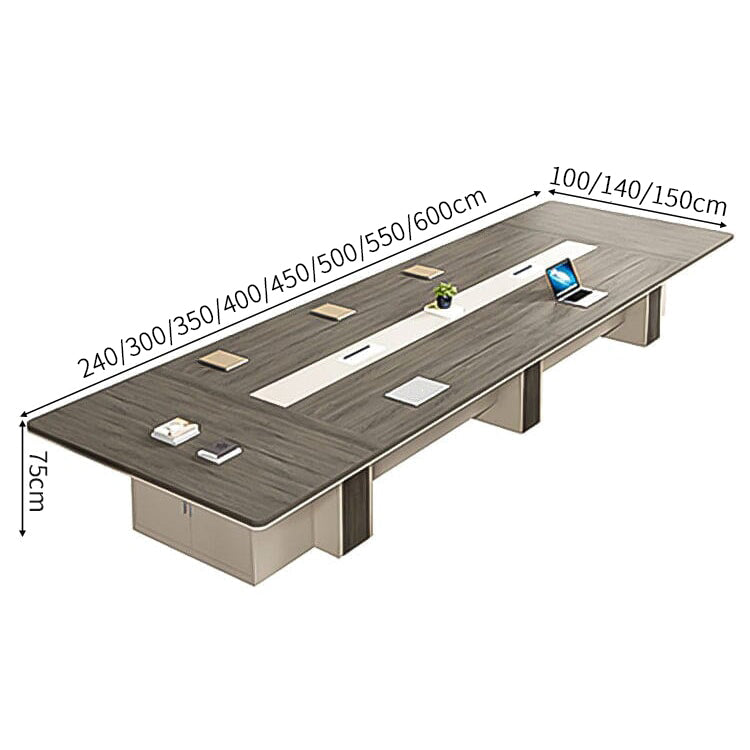分厚い天板　重厚感　幅広　キャビネット　配線ボックス　安定性　テーブル　会議テーブル　ミーティング　木目調　穏やか　上質　格調　カスタマイズ可能　HYZ-C058　chickagu
