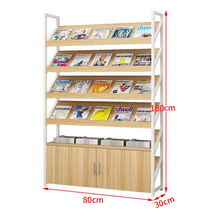 マガジンラック　ディスプレイラック　書類整理棚　雑誌入れ　木目調　高耐荷重　アジャスター付き　緩衝蝶番付き　扉付き収納　シンプルモダン　ホワイト　ナチュラル