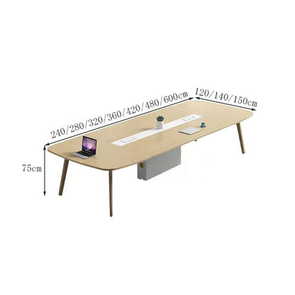 会議テーブル　オフィスデスク　長方形テーブル　商談テーブル　木目調　R仕上げ　配線ボックス付き　シンプルモダン　ナチュラル　カスタマイズ可能　CHICKAGU