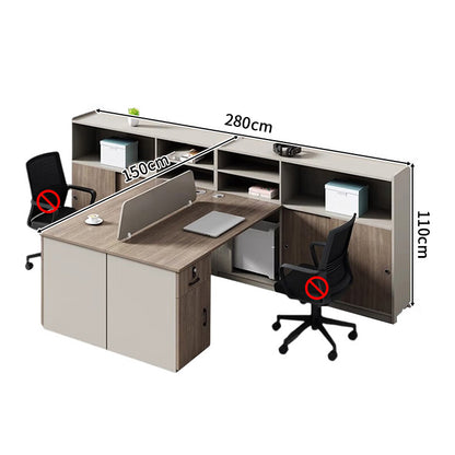 大容量収納　収納付きデスク　事務机　高級オフィスデスク　パーティション　サイドキャビネット　エコ板材　配線穴　オフィスデスク　エレガント　カスタマイズ可能　SL-BGZ-019