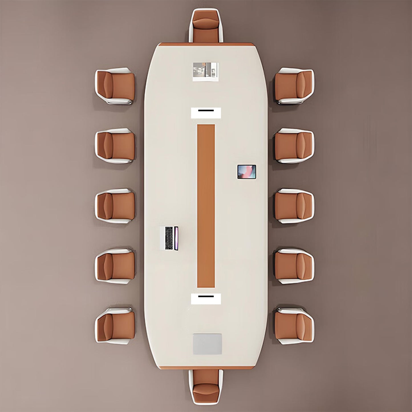 ミーティングテーブル　事務机　オフィスデスク　大型会議テーブル　厚さ　エコ素材　デザイン感　ホワイト　キャメル　SL-HYZ-030