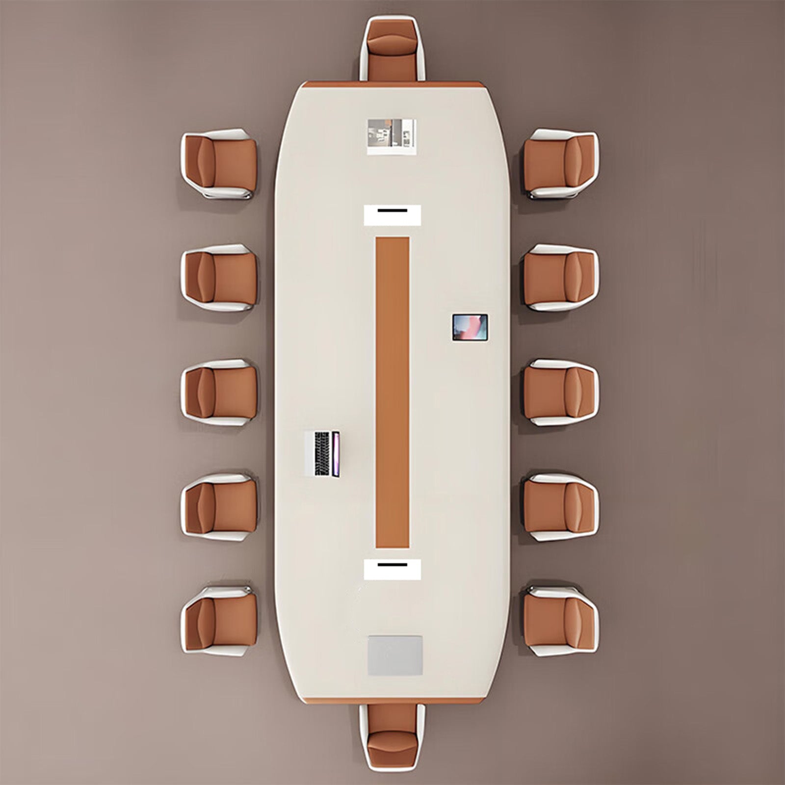 ミーティングテーブル　事務机　オフィスデスク　大型会議テーブル　厚さ　エコ素材　デザイン感　ホワイト　キャメル　SL-HYZ-030