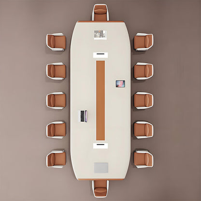 ミーティングテーブル　事務机　オフィスデスク　大型会議テーブル　厚さ　エコ素材　デザイン感　ホワイト　キャメル　SL-HYZ-030