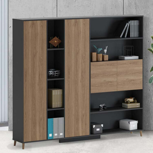 オフィスキャビネット ディスプレイラック 書類整理棚 キャビネット 収納ラック 収納棚 オープン収納 扉付き 木製脚 ナチュラル カスタマイズ可能 CHICKAGU