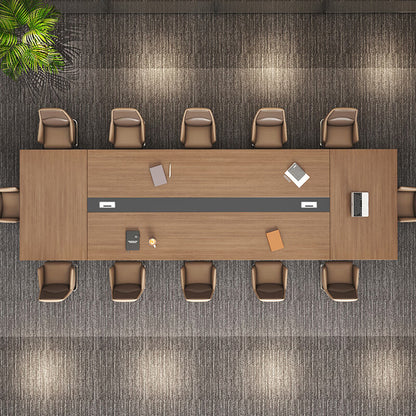 事務机　木目調　オフィスデスク　ミーティングテーブル　大型会議テーブル　厚さ　広さ　配線ボックス　高級感　ゆったり　SL-HYZ-036