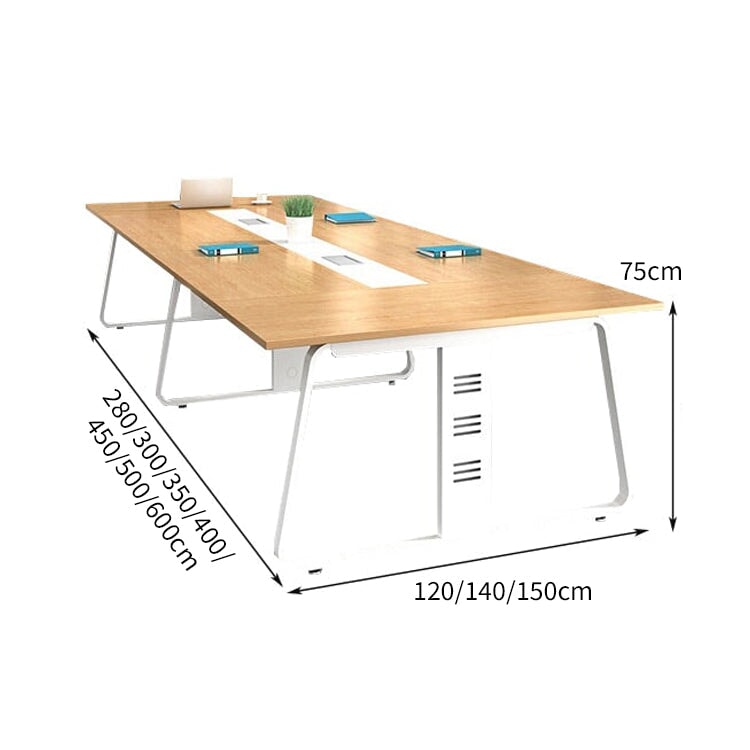 モダン　シンプル　堅牢　頑丈　エコ　配線ボックス　会議テーブル　ミーティングテーブル　メラミン化粧板　スチール　ナチュラル　カスタマイズ可能　HYZ-C071