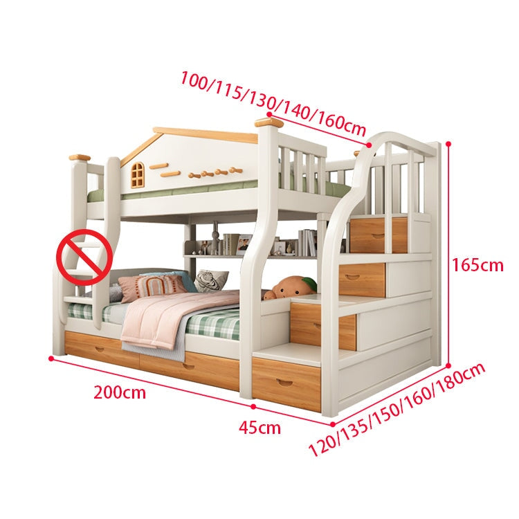 ベッド　二段　二段ベッド　子供用　すのこ　丈夫　高耐荷重　安定性　階段　収納　引き出し　分類収納　簡素　機能的　CHICKAGU