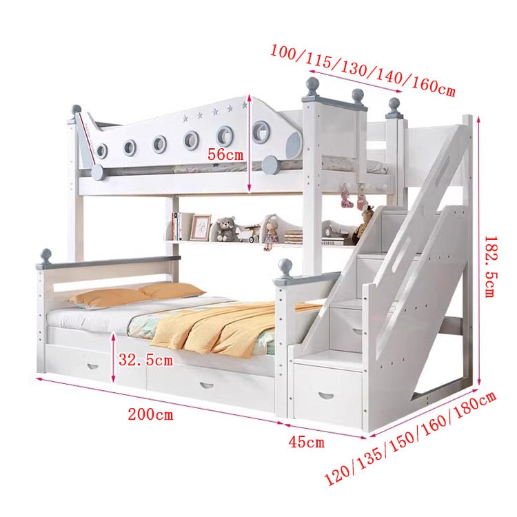 ２段ベッド　ベッド　子供用　天然木　チェリー材　耐久性　安定性　引き出し　フック　収納ラック　キャスター　ベッドガード　はしご　階段　デザイン性　SCC-C039　chickagu