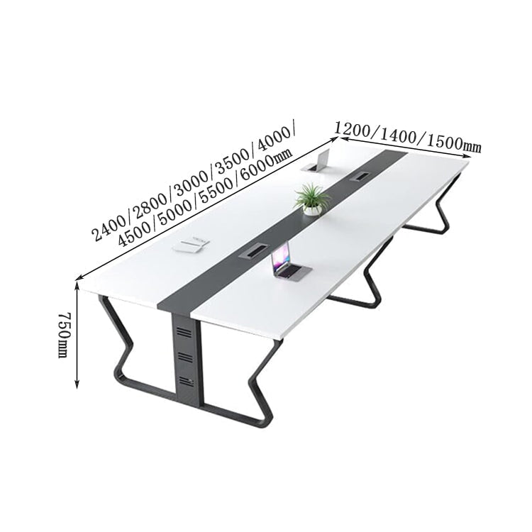 会議テーブル　ミーティングテーブル　オフィスデスク　会議室　業務用　鋼製フレーム　配線ボークス　ホワイト　カスタマイズ可能　CHICKAGU