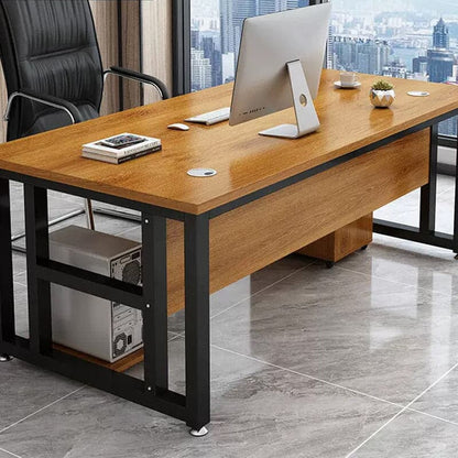 デスク　オフィスデスク　社長机　作業机　事務机　つくえ　エグゼクティブデスク　幕板付き　スチールフレーム　エコ素材　配線孔付き LBZ-405