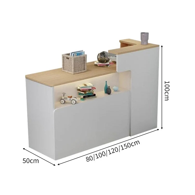 会社用　業務用　収納機能　角丸　木製受付カウンター　レセプションデスク　レジカウンター　受付カウンター　エントランス受付　シンプル　ホワイト　カスタマイズ可能　JDT-C014　chickagu