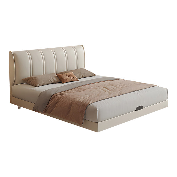 ベッド　キング　サイズ　二人用　隠れ脚　デザイン性　レザー　摩擦に強い　毛玉防止　ヘッドボード　金属脚フレーム　サイドテーブル　実用　柔らか　簡素　心地よい　BED-C021