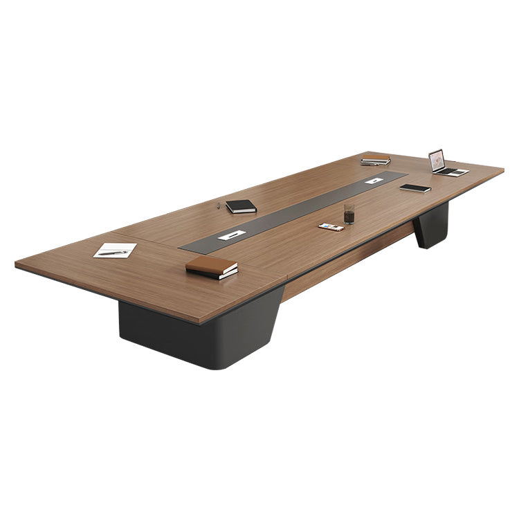 事務机　木目調　オフィスデスク　ミーティングテーブル　大型会議テーブル　厚さ　広さ　配線ボックス　高級感　ゆったり　SL-HYZ-036