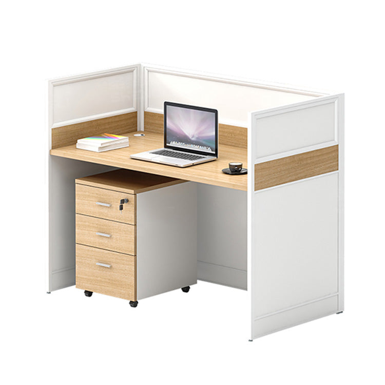 収納付きデスク　作業机　事務机　パーティション　サイドキャビネット　配線穴　エコ板材　オフィスデスク　ホワイト　ナチュラル　木目調　SL-BGZ-038