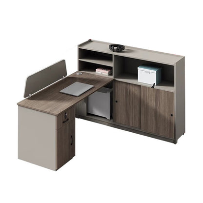 大容量収納　収納付きデスク　事務机　高級オフィスデスク　パーティション　サイドキャビネット　エコ板材　配線穴　オフィスデスク　エレガント　カスタマイズ可能　SL-BGZ-019