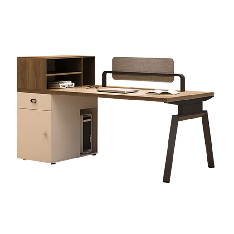 PCデスク　作業机　事務机　木製オフィスデスク　パーティション　サイドキャビネット　エコ板材　オフィスデスク　エレガント　木目調　SL-BGZ-044
