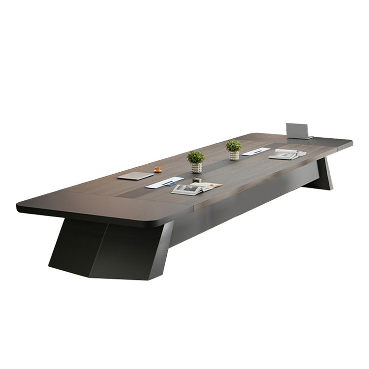 会議テーブル　ミーティングテーブル　会議室用テーブル　R加工　安定感　エコ素材　配線ボックス　木目調　スタイリッシュ　カスタマイズ可能　SL-HYZ-037