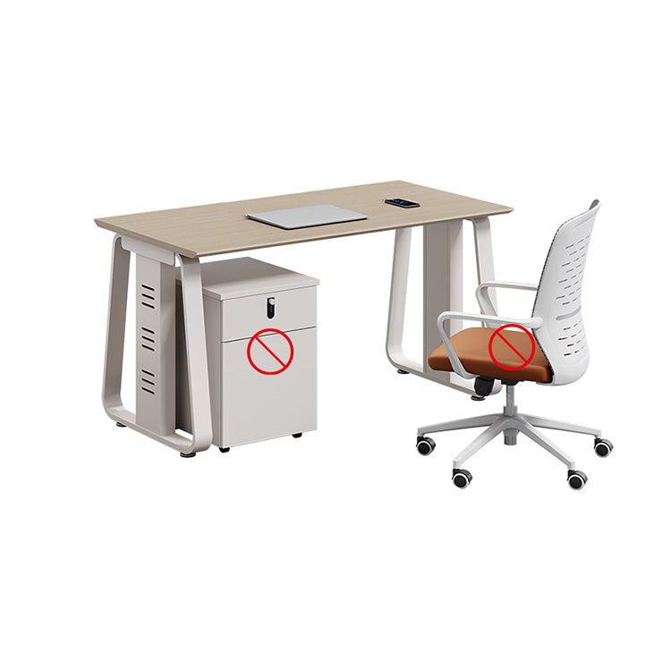 作業机　事務机　木製オフィスデスク　パーティション　サイドキャビネット　エコ板材　オフィスデスク　クリーム系　木目調　SL-BGZ-040