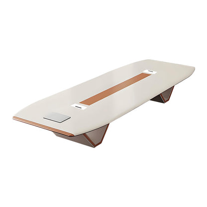 ミーティングテーブル　事務机　オフィスデスク　大型会議テーブル　厚さ　エコ素材　デザイン感　ホワイト　キャメル　SL-HYZ-030