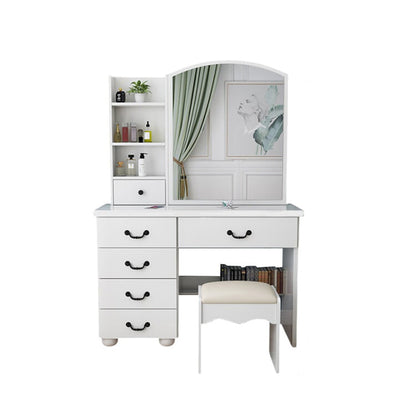 ドレッサー　鏡台　化粧台　鏡　ミラー　明るさ調整　三段階　収納　棚　引き出し　エコ板材　スツール　ウレタン　ＰＵレザー　オシャレ　上質　使い勝手　HZT-C006