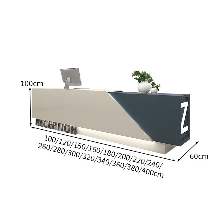 広い天板　収納　分類収納　多目的　大容量　上部天板　バイカラー　受付カウンター　カウンター　レジ台　洗練　モダン　立体感　幾何学　カスタマイズ可能　JDT-C075