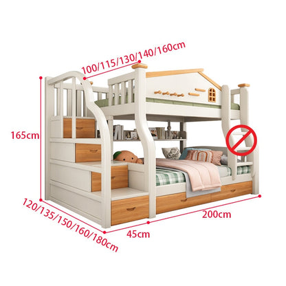 ベッド　二段　二段ベッド　子供用　すのこ　丈夫　高耐荷重　安定性　階段　収納　引き出し　分類収納　簡素　機能的　CHICKAGU