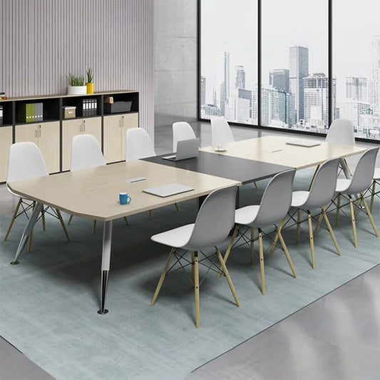 配線ボックス 補強ボード コンセント増設 R仕上げ スチール脚 エコ板材 テーブル 会議テーブル ミーティング 幅広 シンプル 機能的 ホワイト カスタマイズ可能 HYZ-C031 chickagu