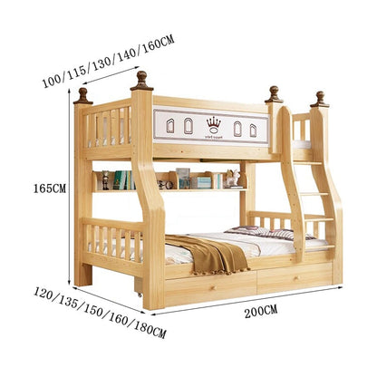 二段ベッド　ベッド　二段　子供用　ベッドガード　天然木　丈夫　安定性　はしご　階段　引き出し　収納　大容量　収納棚　角丸加工　耐久性　頑丈　使い勝手　CHICKAGU