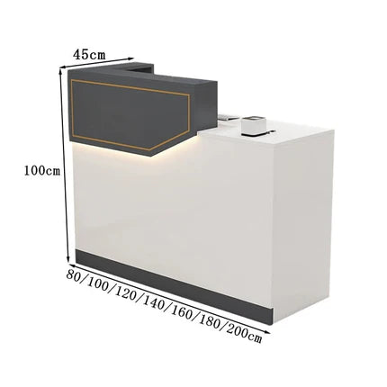 エコ板材　扉付き収納　引き出し　錠付き　上部天板　配線孔　LEDライト　広め　ゆとり　受付カウンター　カウンター　レジ台　すっきり　シンプル　機能的　ホワイト　カスタマイズ可能　JDT-K055