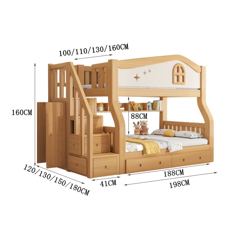 二段ベッド　ベッド　子供用　すのこ　丈夫　高耐荷重　安定性　階段　収納　引き出し　分類収納　CHUCKAGU