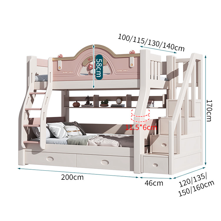 ベッド　子供用　２段ベッド　２段　ベッドガード　太い角柱　取っ手付きはしご　収納　引き出し　大容量　すのこ　安定　丸み　可愛い　実用　機能的　カスタマイズ可能　SCC-C038　chickagu
