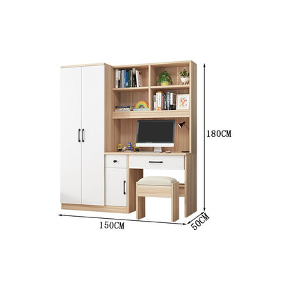 クローゼット　ワードローブ　壁面収納　デスク　収納棚　多段式　配線穴キャップ　エコ板材　上置き収納　物干し竿　大容量　多目的　機能的　ホワイト　グレー　カスタマイズ可能　YG-K010