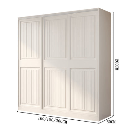クローゼット　壁面収納　服　収納　ワードローブ　エコ板材　安全無臭　大容量　多エリア　分類収納　引き違い戸　ハンガーバー　引き出し　ミニマル　実用的　使い勝手　YG-C014