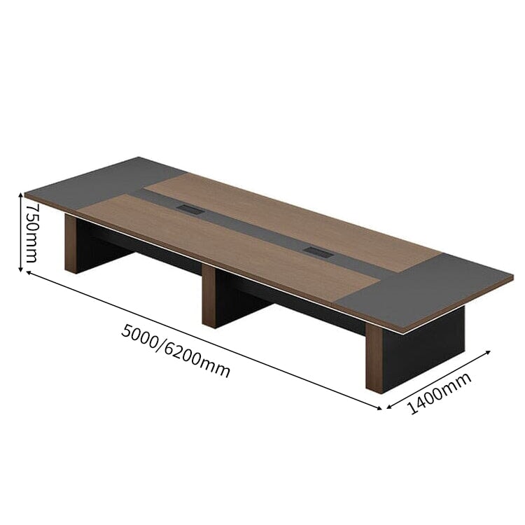 重厚感　厚い天板　幅広　配線ボックス　安定性　会議テーブル　テーブル　ミーティング　木目調　落ち着き　上質　カスタマイズ可能　HYZ-C023　chickagu