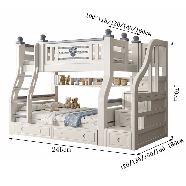 ベッド　二段　二段ベッド　子供用　すのこ　突っ張り棒　丈夫　高耐荷重　安定性　梯子　階段　収納　引き出し　分類収納　簡素　機能的　CHICKAGU