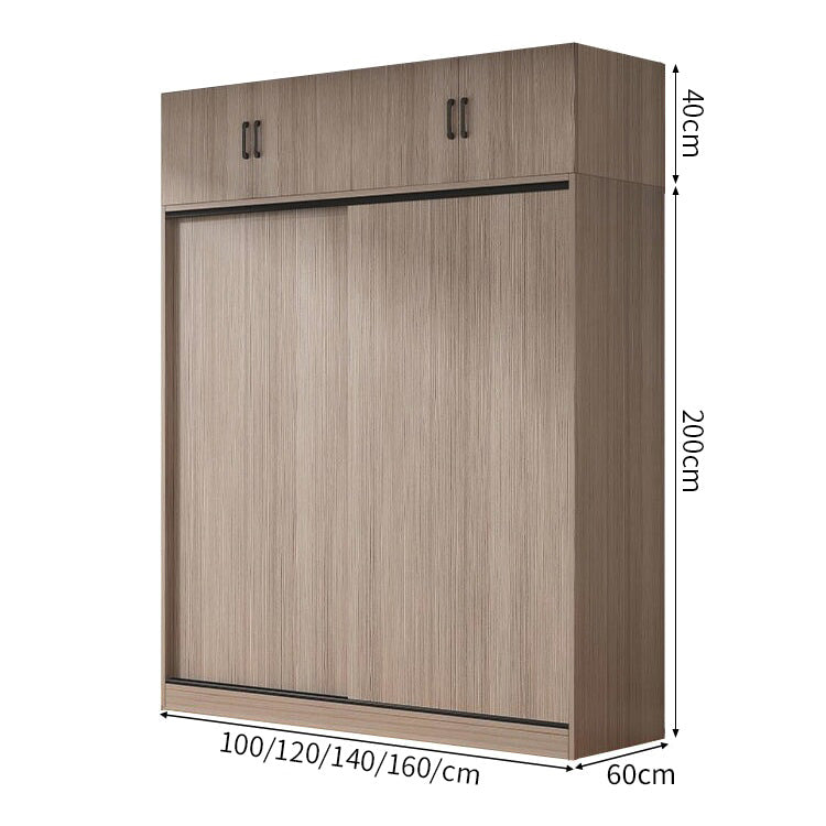 エコ板材　引き戸　物干し竿　上置き収納　多目的　大容量　分類収納　ワードローブ　壁面収納　クローゼット　木目調　落ち着き　実用　YG-C030