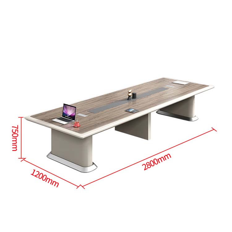 会議テーブル　オフィスデスク　長方形テーブル　会議室　木目調　バイカラーデザイン　配線孔付き　メラミン化粧板　高級感　ナチュラル　カスタマイズ可能　CHICKAGU