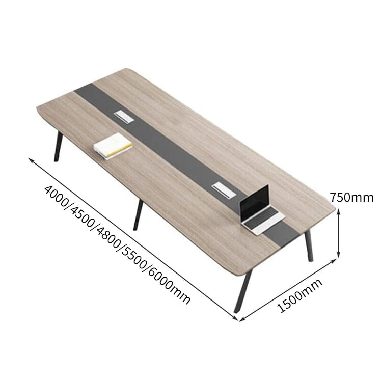 木目調　配線ボックス付き　角丸　会議テーブル　ミーティングテーブル　長方形テーブル　大型オフィステーブル　シンプル　ナチュラル　カスタマイズ可能　HYZ-C017　CHICKAGU