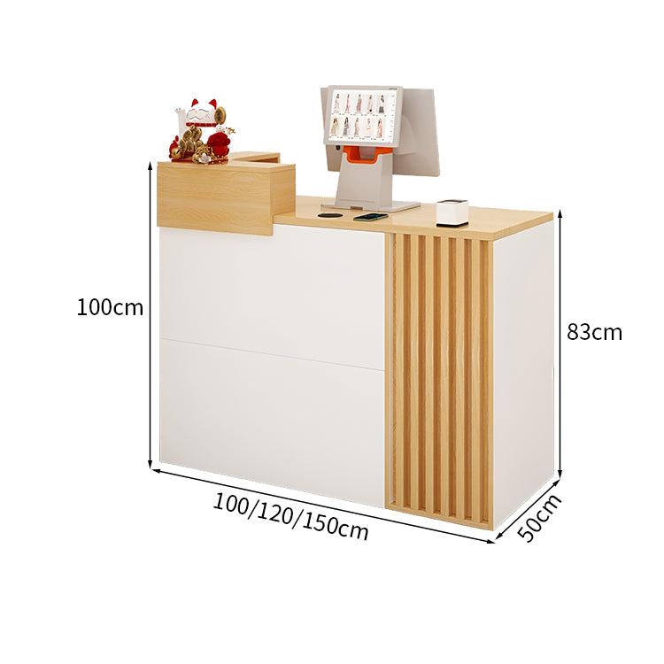 広い天板　厚み　上部天板　配線穴キャップ　収納　引き出し　オープン収納　メラミン化粧板　受付カウンター　受付台　カウンター　コンパクト　機能性　洗練　ナチュラル　ブラック　JDT-K-015