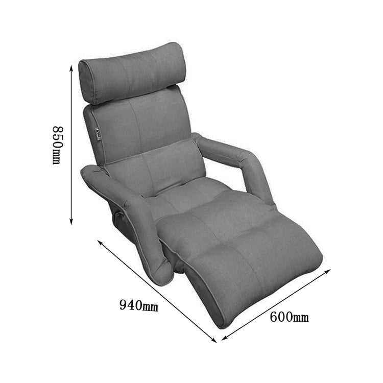 リクライニングチェア　座椅子　リネン生地　高密度ウレタンフォーム　シリコンフィル　ポケットコイル　ヘッドレスト　高通気　スチールフレーム　グレー　chickagu