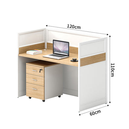 収納付きデスク　作業机　事務机　パーティション　サイドキャビネット　配線穴　エコ板材　オフィスデスク　ホワイト　ナチュラル　木目調　SL-BGZ-038