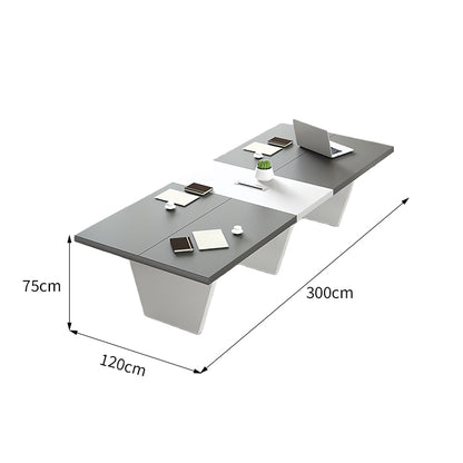 会議用テーブル　テーブル　会議用　シンプル　機能的　安定感　台形脚　配線ボックス　グレー　ホワイト　MBS-HYZ-3002