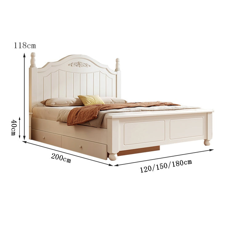 ベッド　サイドテーブル　ベッドサイド　キング　二人用　天然木すのこ　ヘッドボード　高さ調整　引き出し　ベッド下収納　シンプル　ホワイト　カスタマイズ可能　CHICKAGU