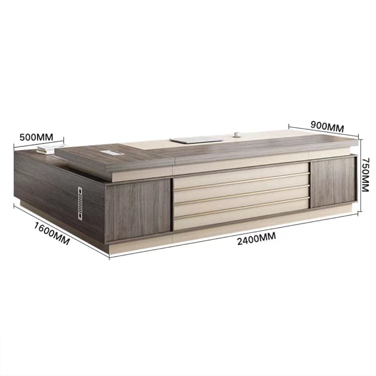 デスク　オフィスデスク　社長机　エグゼクティブデスク　事務机　作業机　ワイヤリングBOX　通気孔　サイドキャビネット  LBZ-430