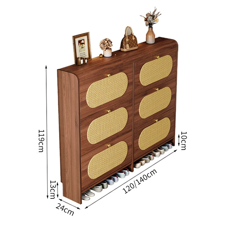 シューズボックス　下駄箱　玄関収納　靴収納　多段式　分類収納　藤編み模様の革　巾木よけ　下開き扉　実用　コンパクト　ロトロ　XG-C059　chicakagu