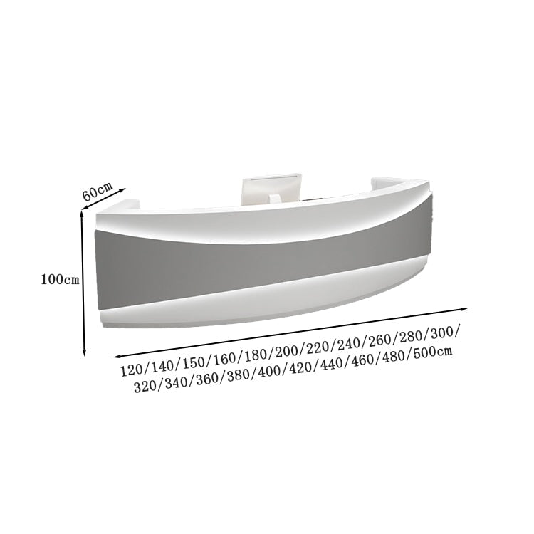 受付カウンター　ハイカウンター　レジカウンター　カウンター　応接用　美容院　サロン　弧状デザイン　ＬＥＤライト　大容量　扉付き　引き出し　鍵付き　おしゃれ　カスタマイズ可能　JDT-C055　