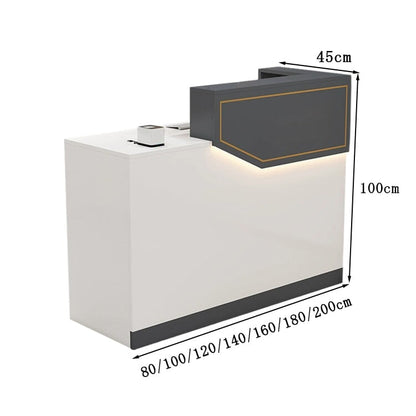 エコ板材　扉付き収納　引き出し　錠付き　上部天板　配線孔　LEDライト　広め　ゆとり　受付カウンター　カウンター　レジ台　すっきり　シンプル　機能的　ホワイト　カスタマイズ可能　JDT-K055