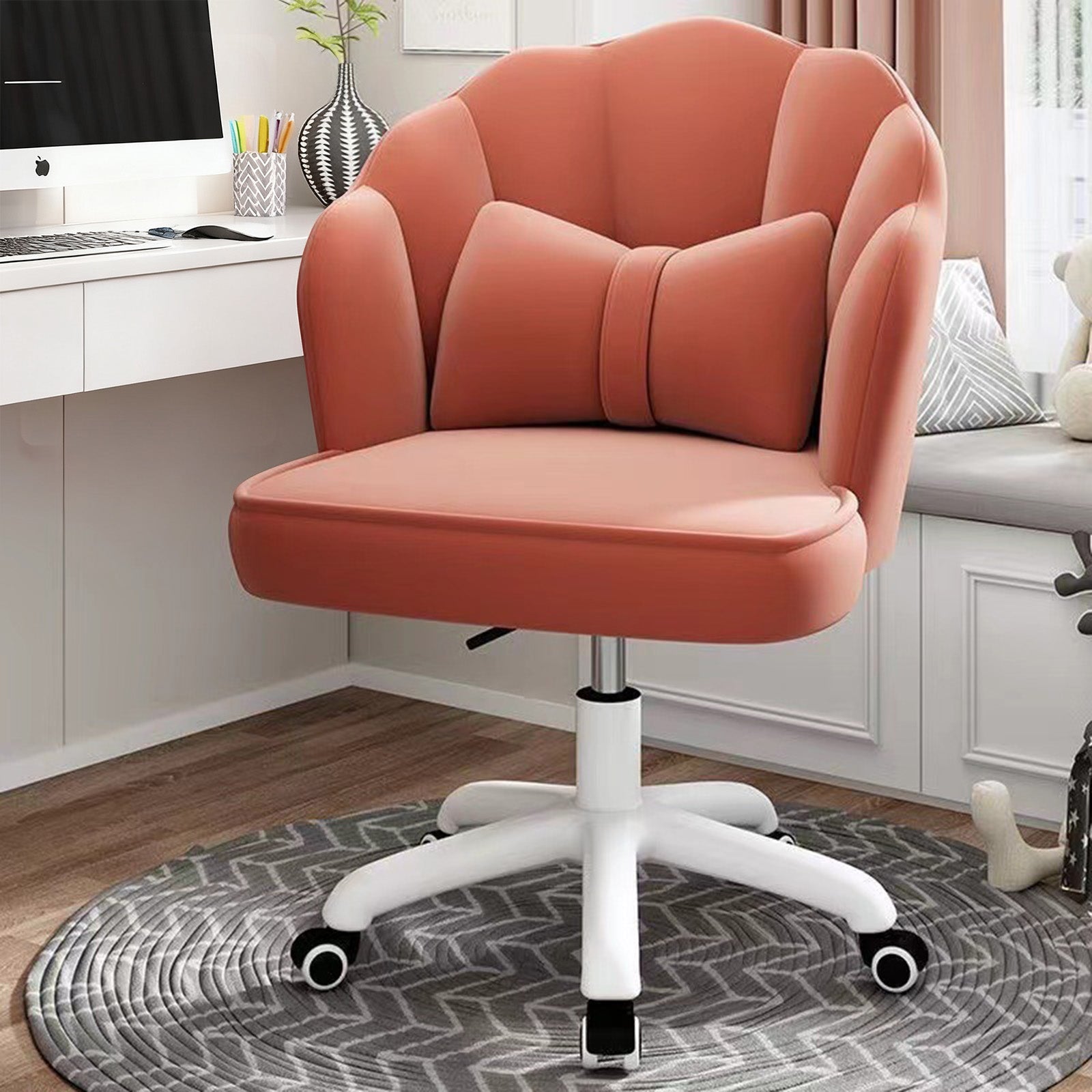 チェア　スタイリッシュ　モダン　かわいい　回転可能　昇降機能　肘掛け　背もたれ　チェアベース　キャスター付き　SNY-C074